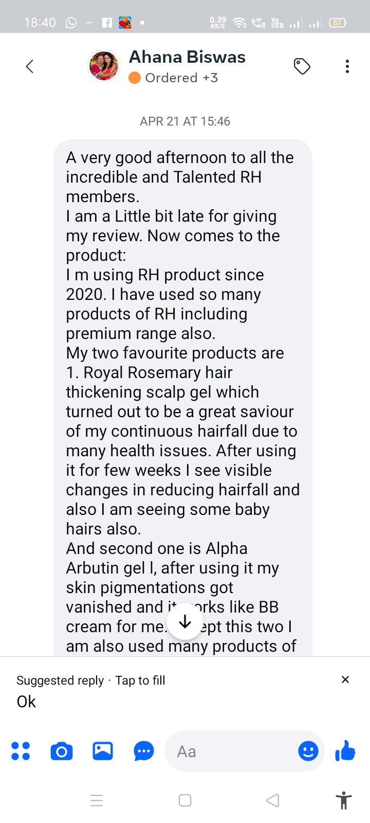 Ahana Biswas — Royal Rosemary & Alpha Arbutin review (1/2)