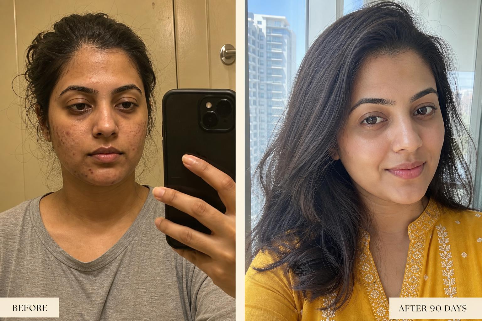 Skin Ritual before and after — real customer transformation