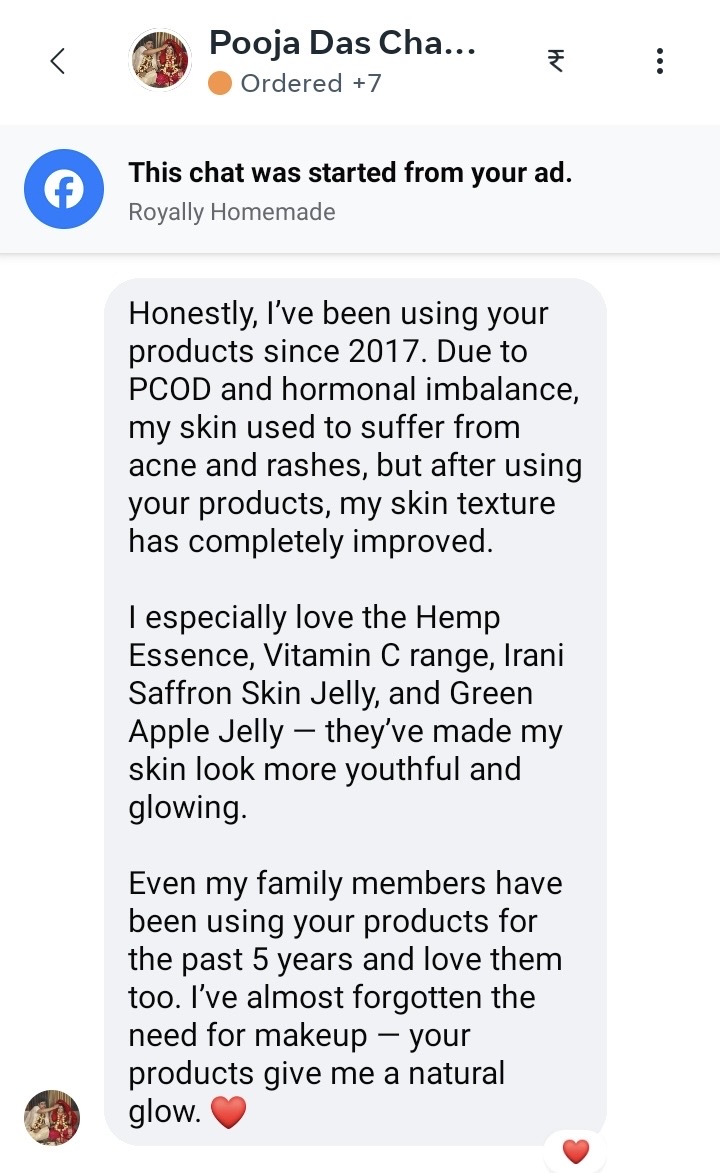 Pooja Das — Facebook review, products since 2017 for PCOD and hormonal imbalance skin recovery